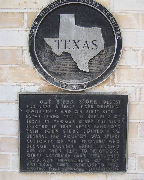 Gibbs Brothers store Texas. Established 1841